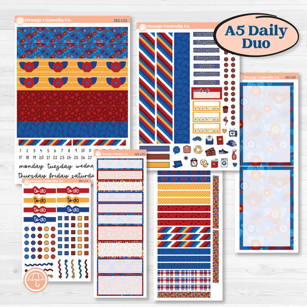 Floral Memorial Day Kit | A5 Daily Duo Planner Kit Stickers | Brave | KIT-382-L