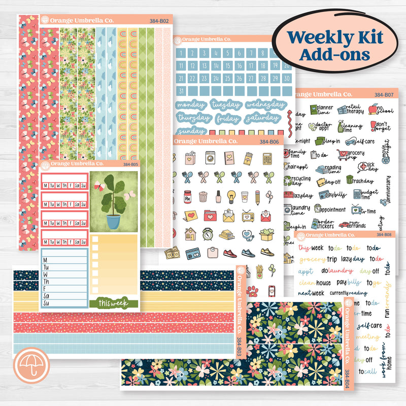 Butterflies & Rainbow Summer Kit | Weekly Add-On Planner Kit Stickers | Spring Breeze | KIT-384-B