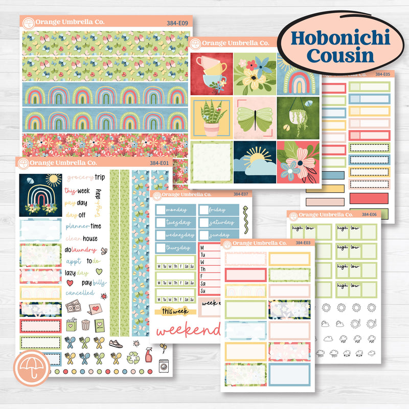 Butterflies & Rainbow Summer Kit | Hobonichi Cousin Weekly Daily Planner Kit Stickers | Spring Breeze | KIT-384-E