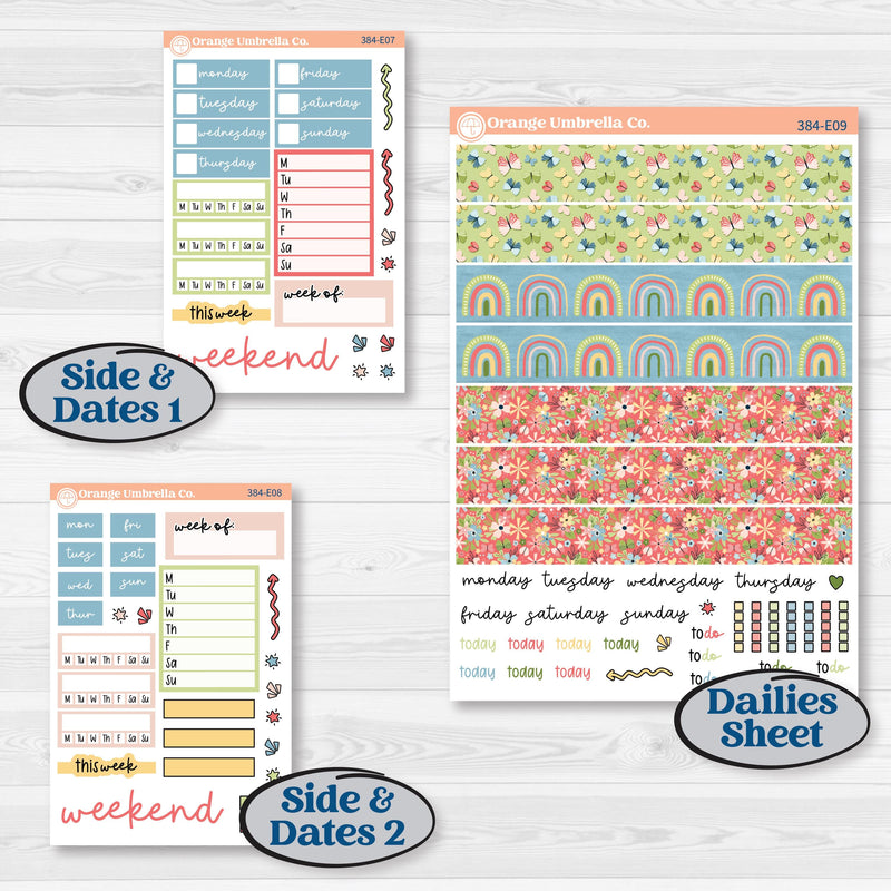 Butterflies & Rainbow Summer Kit | Hobonichi Cousin Weekly Daily Planner Kit Stickers | Spring Breeze | KIT-384-E