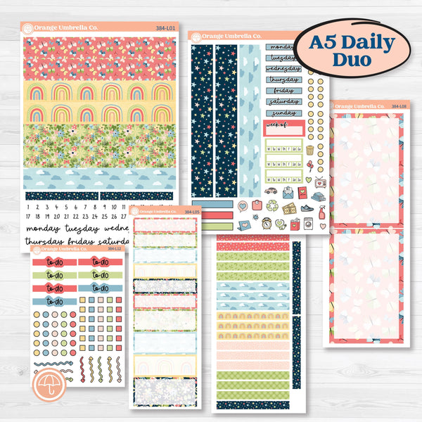 Butterflies & Rainbow Summer Kit | A5 Daily Duo Planner Kit Stickers | Spring Breeze | KIT-384-L