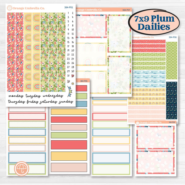 Butterflies & Rainbow Summer Kit | 7x9 Plum Daily Planner Kit Stickers | Spring Breeze | KIT-384-P