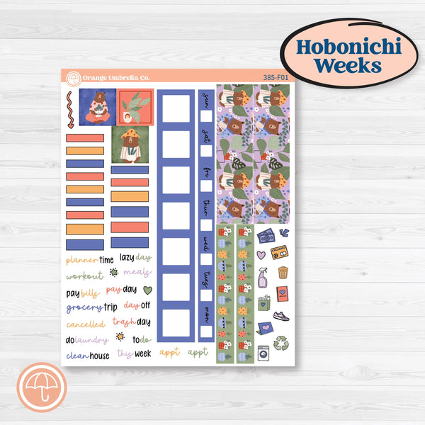 Bear and Plant Kit | Hobonichi Weeks Weekly Planner Kit Stickers | Homebody | KIT-385-F