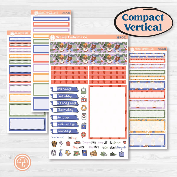 Bear and Plant Kit | A5 Compact Vertical Planner Kit Stickers for Erin Condren | Homebody | KIT-385-G