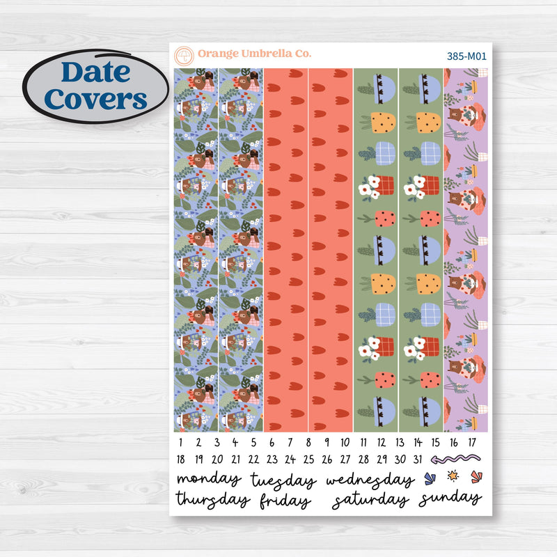 Bear and Plant Kit | 7x9 Erin Condren Daily Duo Planner Kit Stickers | Homebody | KIT-385-M