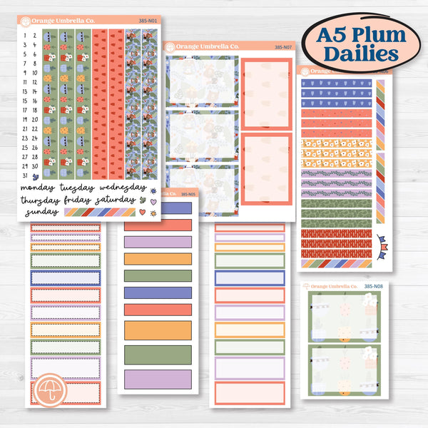 Bear and Plant Kit | A5 Plum Daily Planner Kit Stickers | Homebody | KIT-385-N