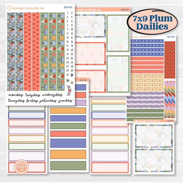 Bear and Plant Kit | 7x9 Plum Daily Planner Kit Stickers | Homebody | KIT-385-P