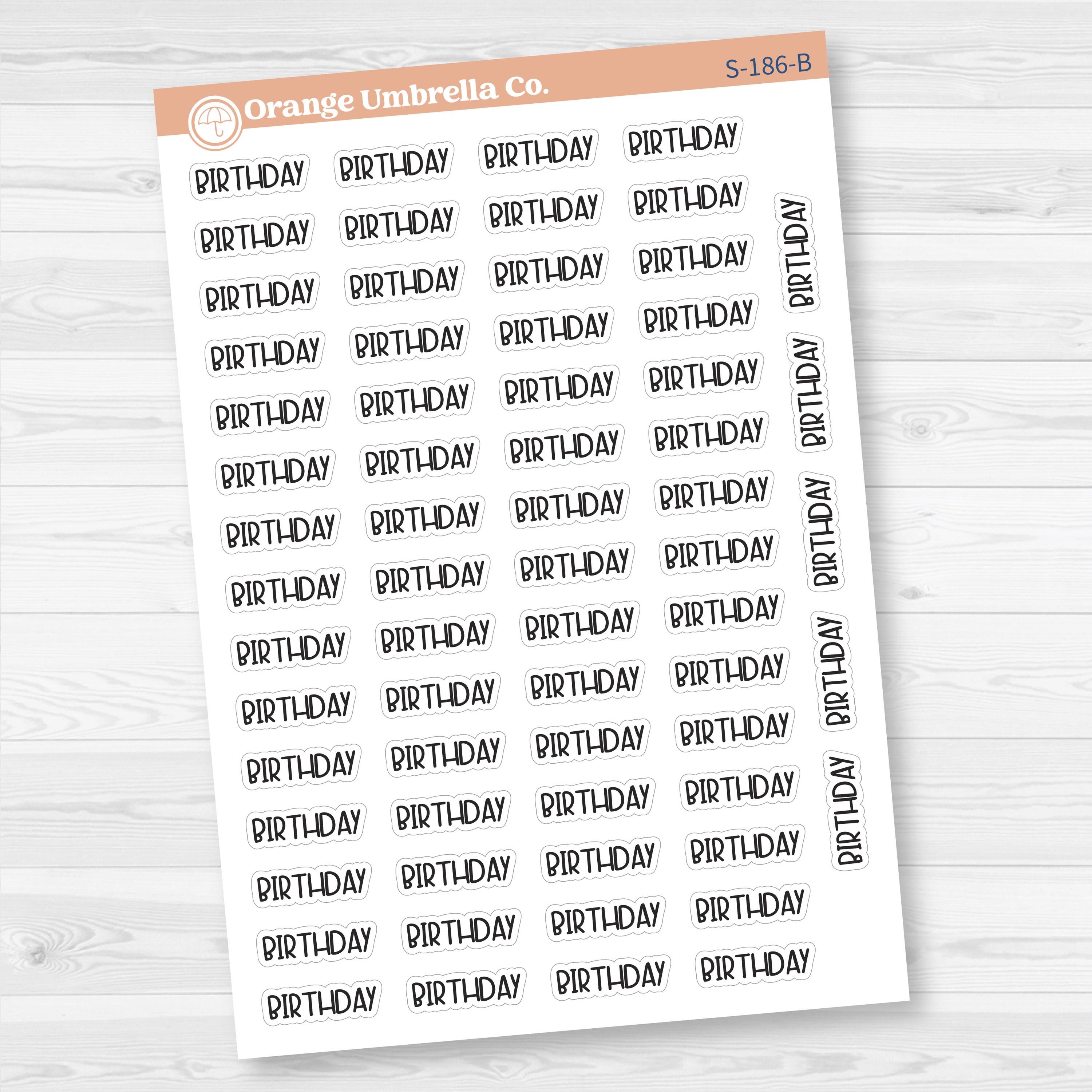 Birthday Script Planner Stickers | F8 | S-186