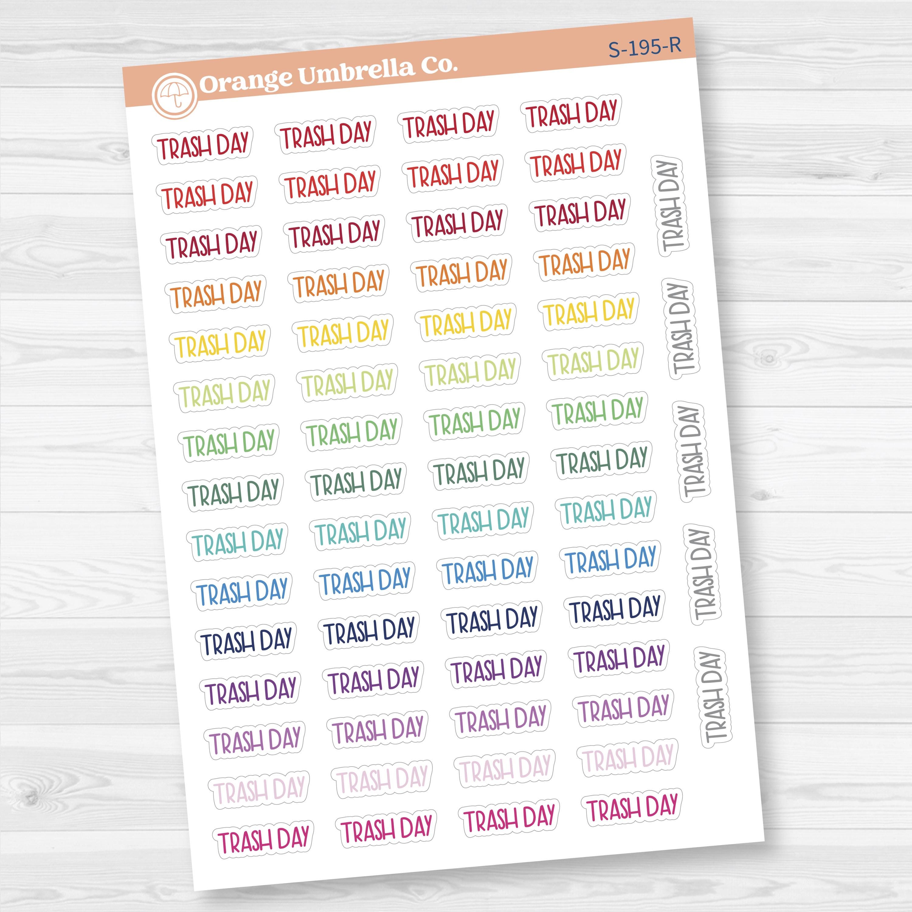 Trash Day Planner Stickers | F8 | S-195
