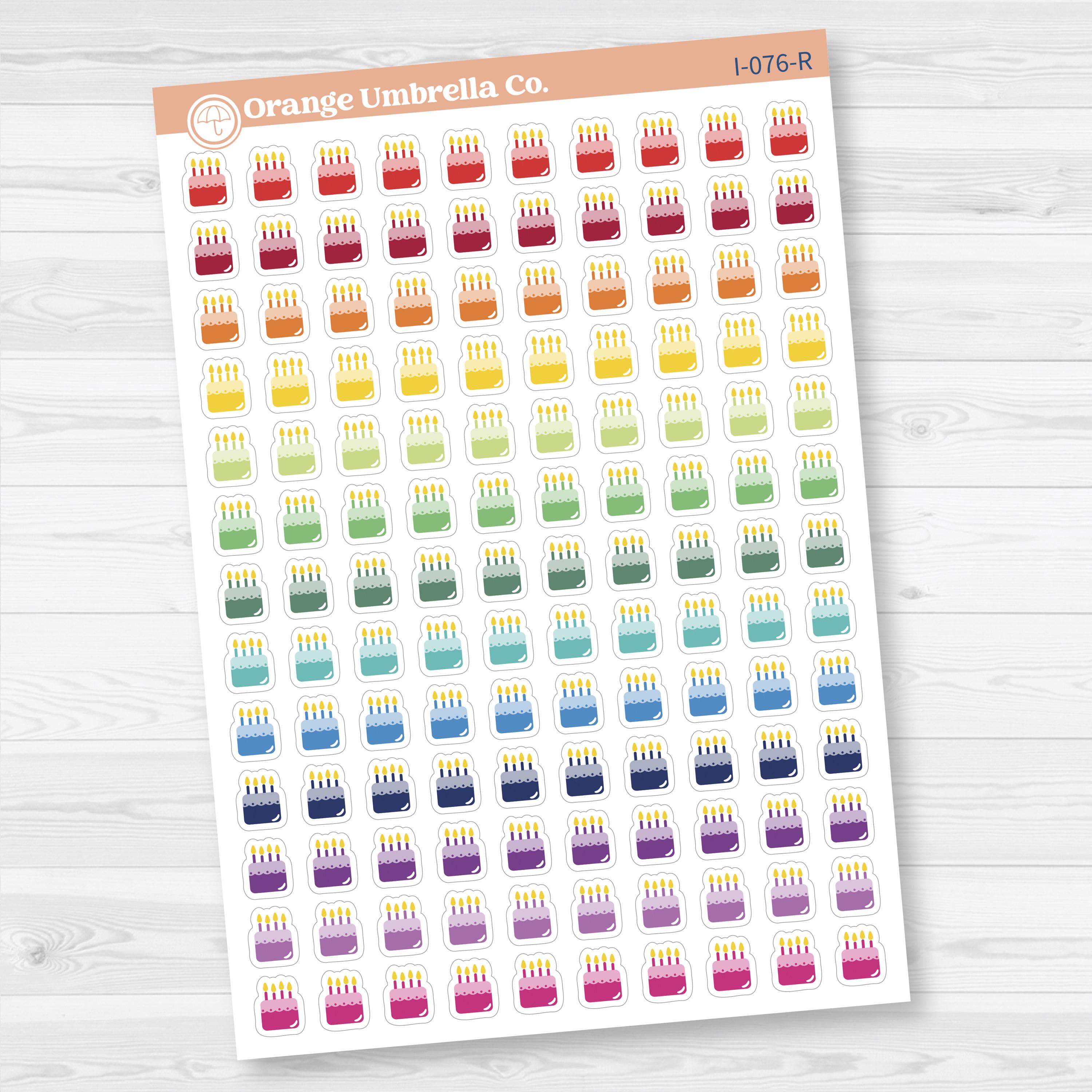 Micro Birthday Cake Icons Planner Stickers | I-076
