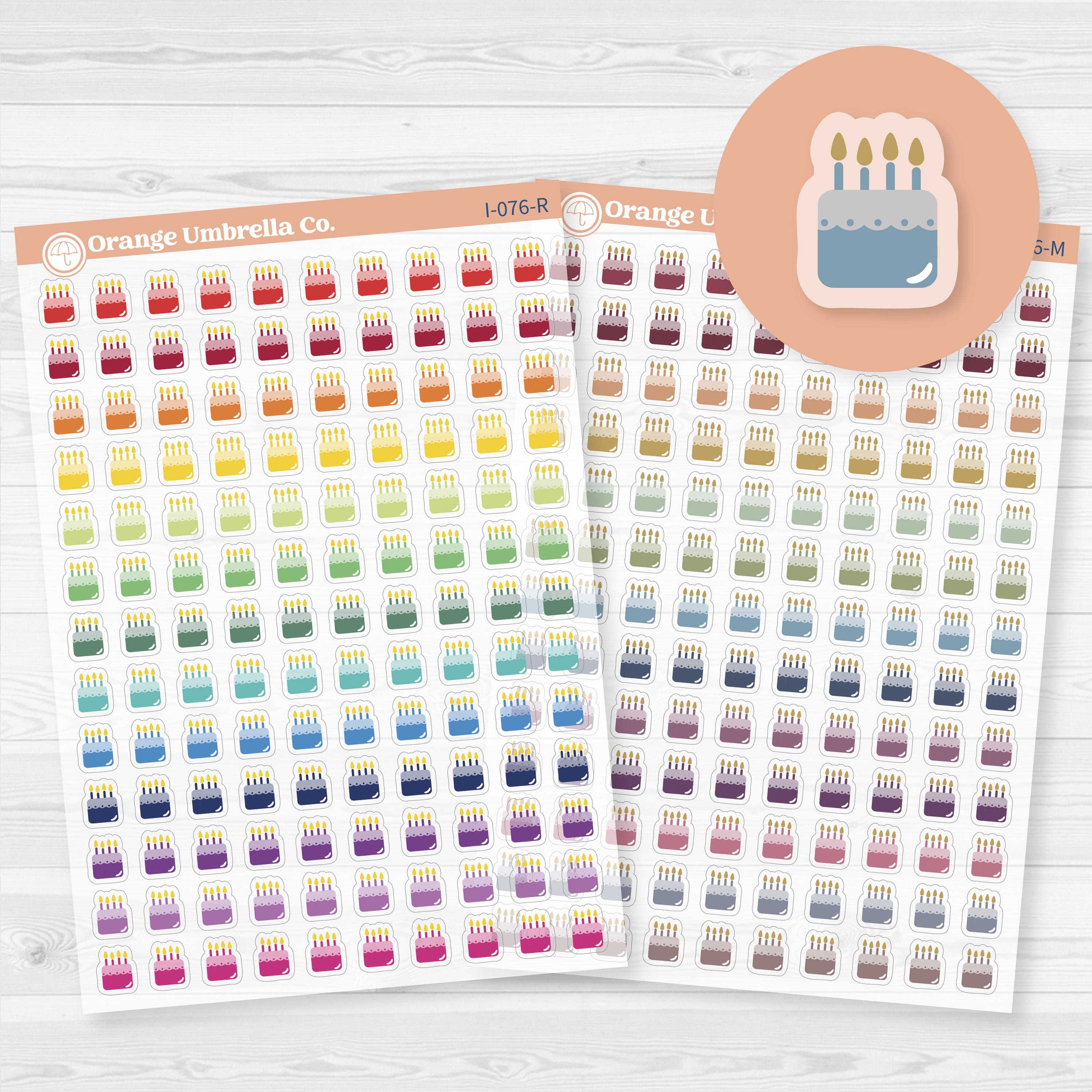 Micro Birthday Cake Icons Planner Stickers | Clear Matte | I-076-CM