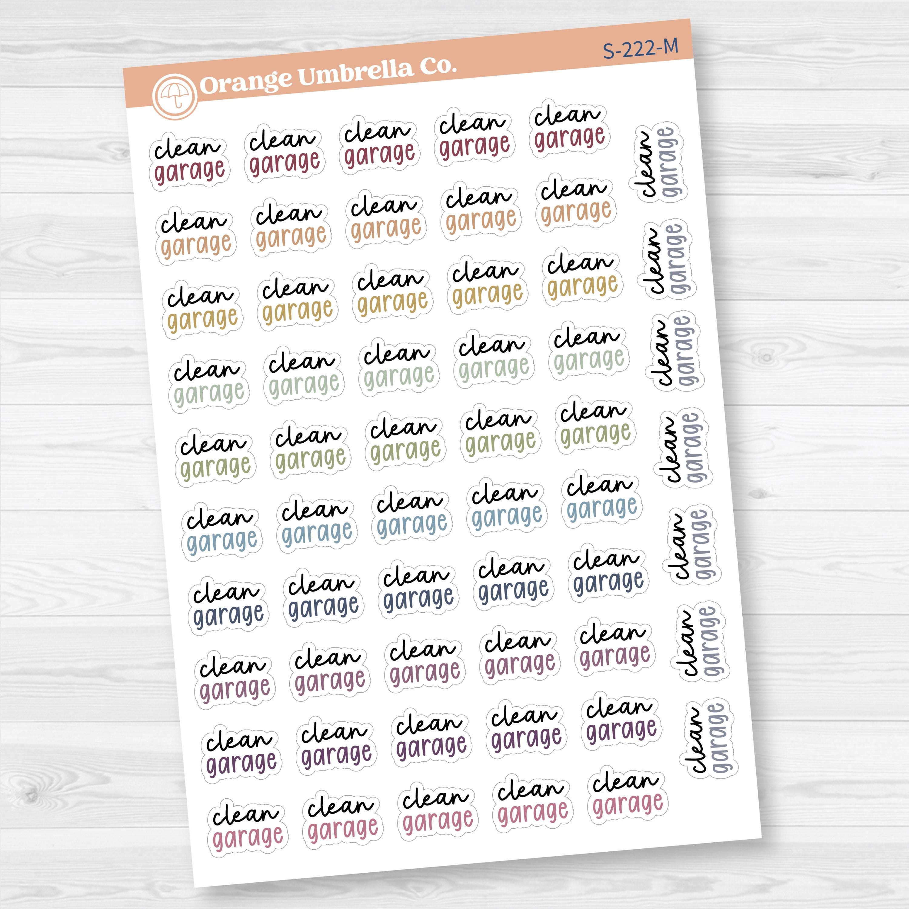 Clean Garage Script Planner Stickers | F17 | S-222