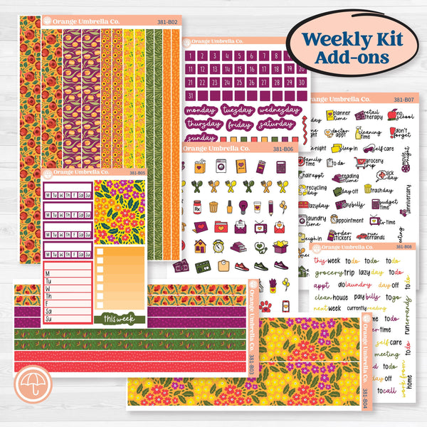 Spring or Summer Floral Kit | Weekly Add-On Planner Kit Stickers | Flower Garden | KIT-381-B