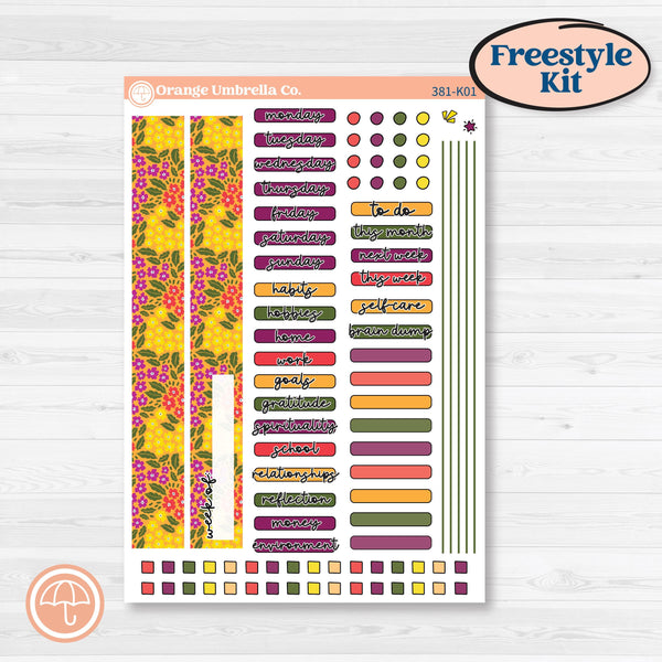 Spring or Summer Floral Kit | Freestyle Kit Any Planner Kit Stickers | Flower Garden | KIT-381-K