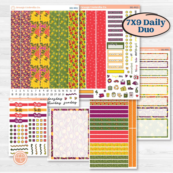 Spring or Summer Floral Kit | 7x9 Erin Condren Daily Duo Planner Kit Stickers | Flower Garden | KIT-381-M