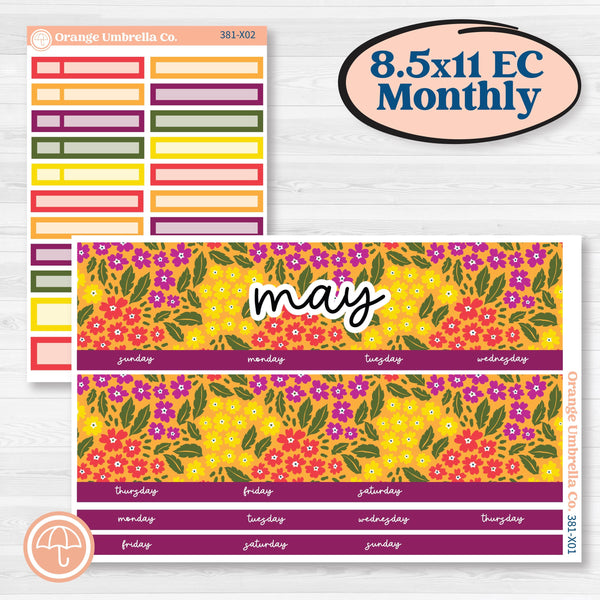 Spring or Summer Floral Kit | 8.5 x 11 Erin Condren Monthly Planner Kit Stickers | Flower Garden | KIT-381-X