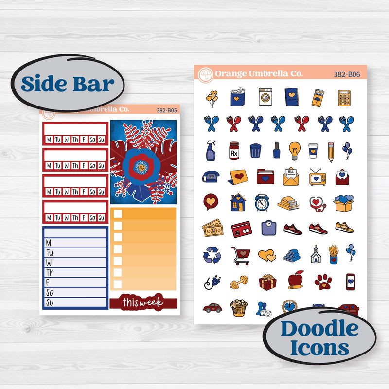 Floral Memorial Day Kit | Weekly Add-On Planner Kit Stickers | Brave | KIT-382-B