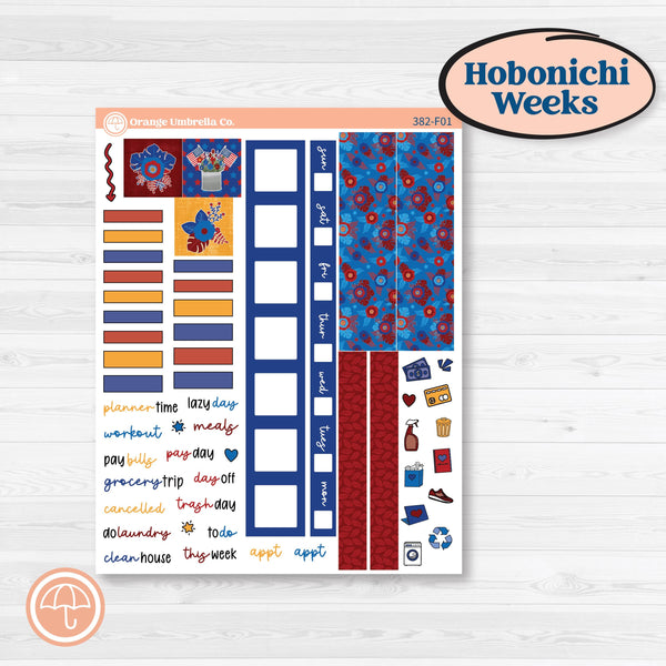 Floral Memorial Day Kit | Hobonichi Weeks Weekly Planner Kit Stickers | Brave | KIT-382-F