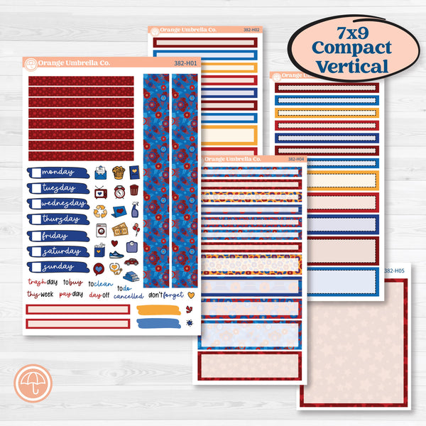 Floral Memorial Day Kit | 7x9 Compact Vertical Planner Kit Stickers | Brave | KIT-382-H