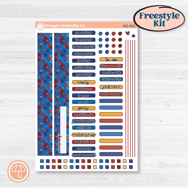 Floral Memorial Day Kit | Freestyle Kit Any Planner Kit Stickers | Brave | KIT-382-K