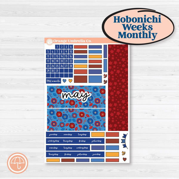 Floral Memorial Day Kit | Hobonichi Weeks Monthly Planner Kit Stickers | Brave | KIT-382-Z