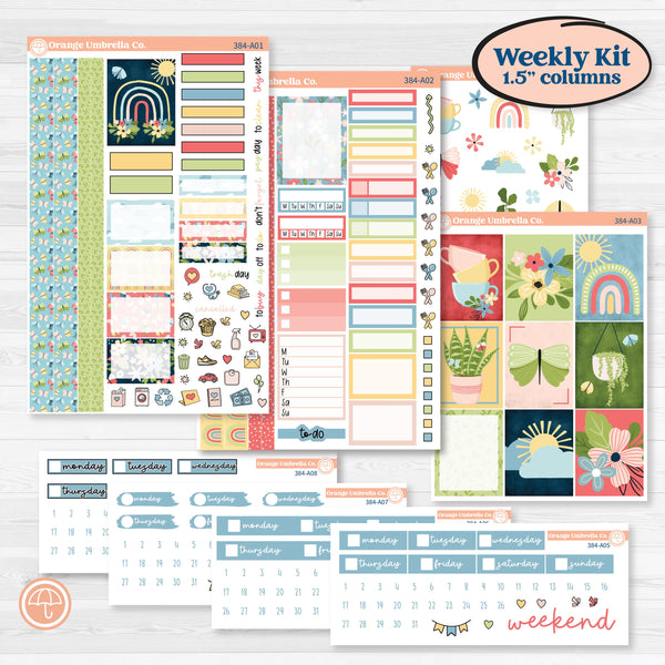 Butterflies & Rainbow Summer Kit | Weekly Sticker Kit for Vertical Planners like Erin Condren | Spring Breeze | KIT-384-A