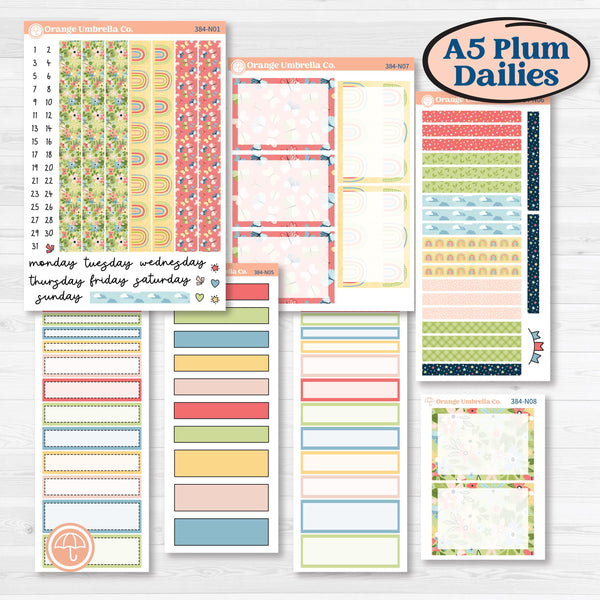 Butterflies & Rainbow Summer Kit | A5 Plum Daily Planner Kit Stickers | Spring Breeze | KIT-384-N