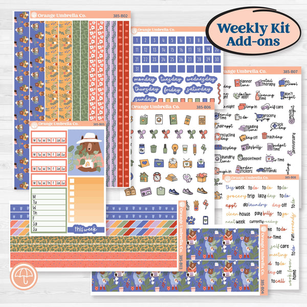 Bear and Plant Kit | Weekly Add-On Planner Kit Stickers | Homebody | KIT-385-B