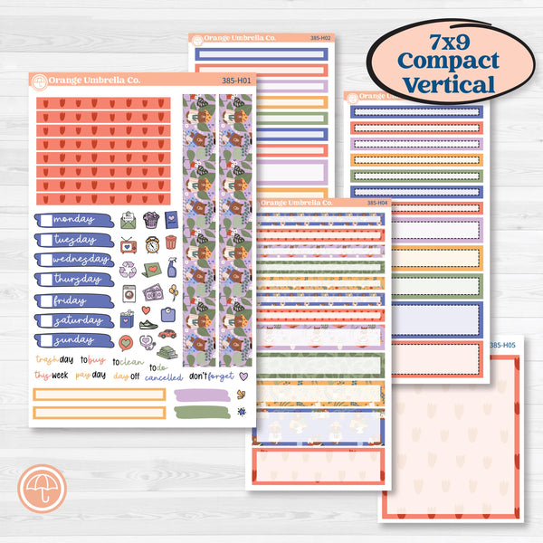 Bear and Plant Kit | 7x9 Compact Vertical Planner Kit Stickers | Homebody | KIT-385-H