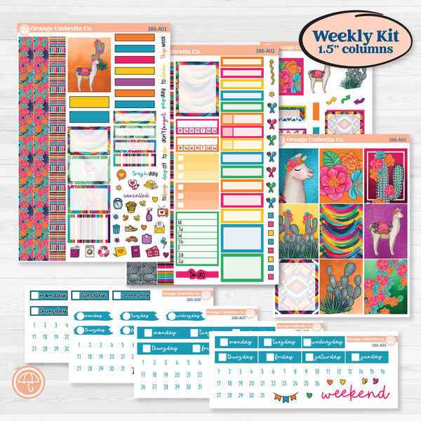 Cinco De Mayo Llama Kit | Weekly Sticker Kit for Vertical Planners like Erin Condren | Pinata | KIT-386-A