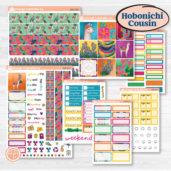 Cinco De Mayo Llama Kit | Hobonichi Cousin Weekly & Daily Planner Kit Stickers | Pinata | KIT-386-E