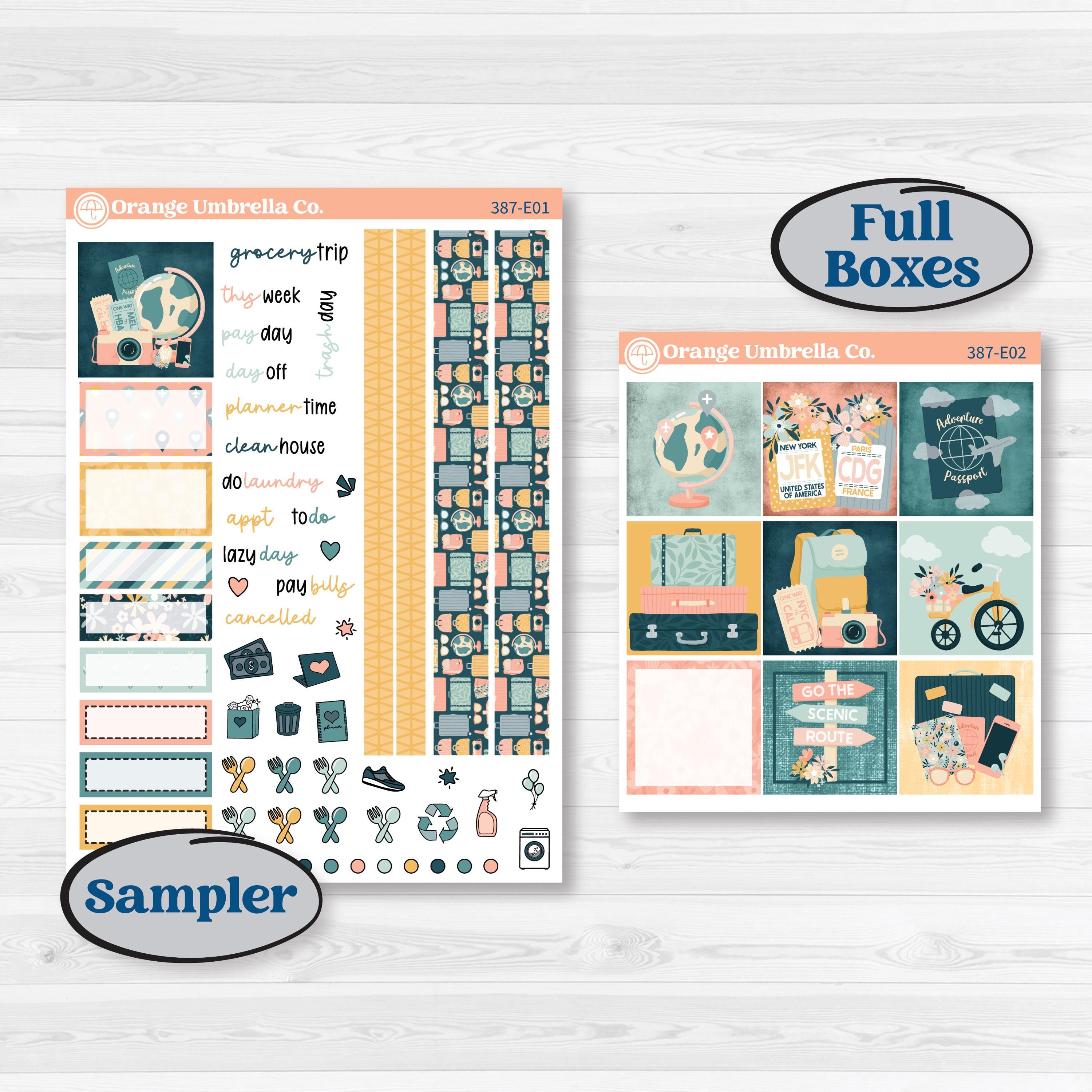 Travel Vacation Planner Kit | Hobonichi Cousin Weekly & Daily Planner Kit Stickers | Adventure Awaits | KIT-387-E