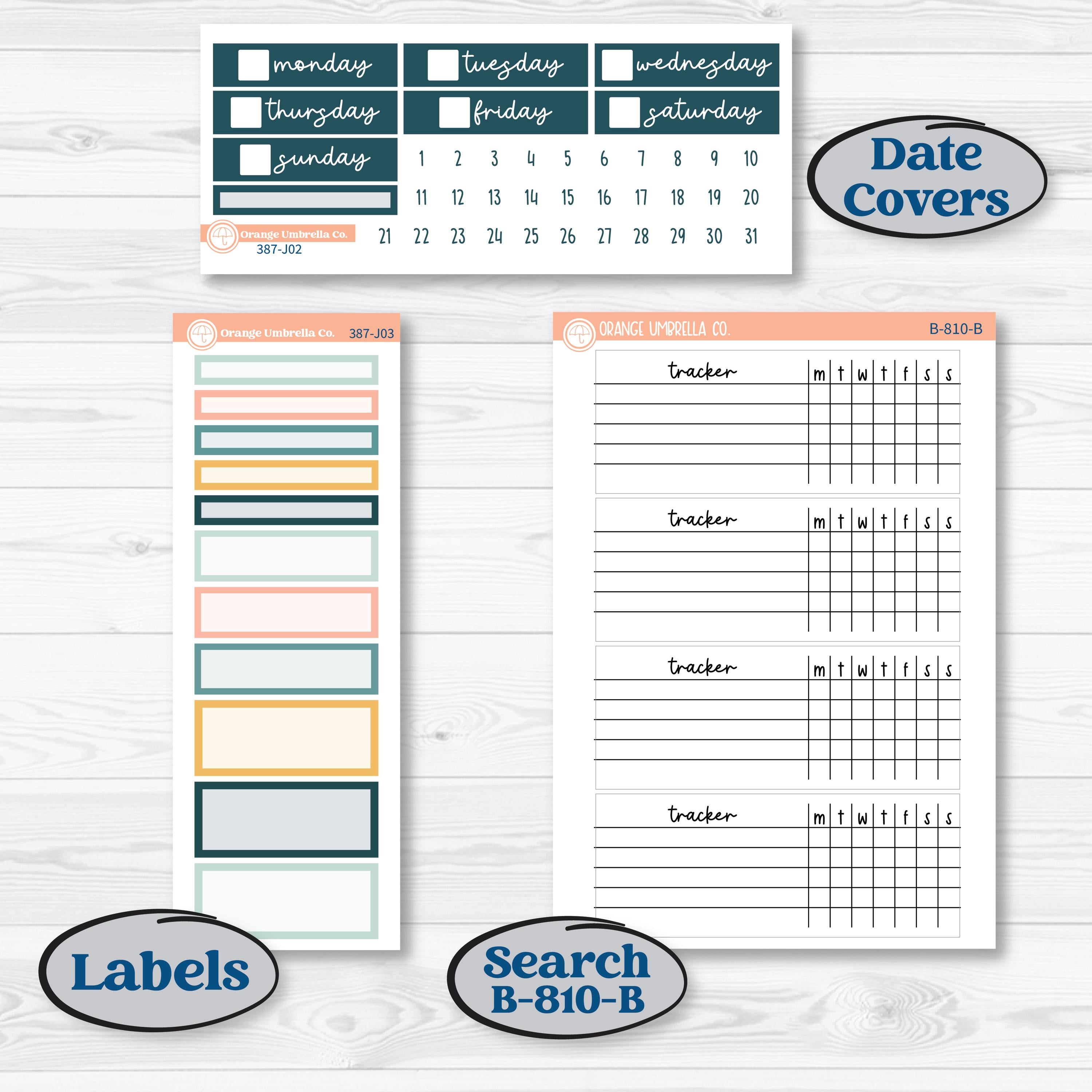 Travel Vacation Planner Kit | Plum Vertical Priorities 7x9 Planner Kit Stickers | Adventure Awaits | KIT-387-J