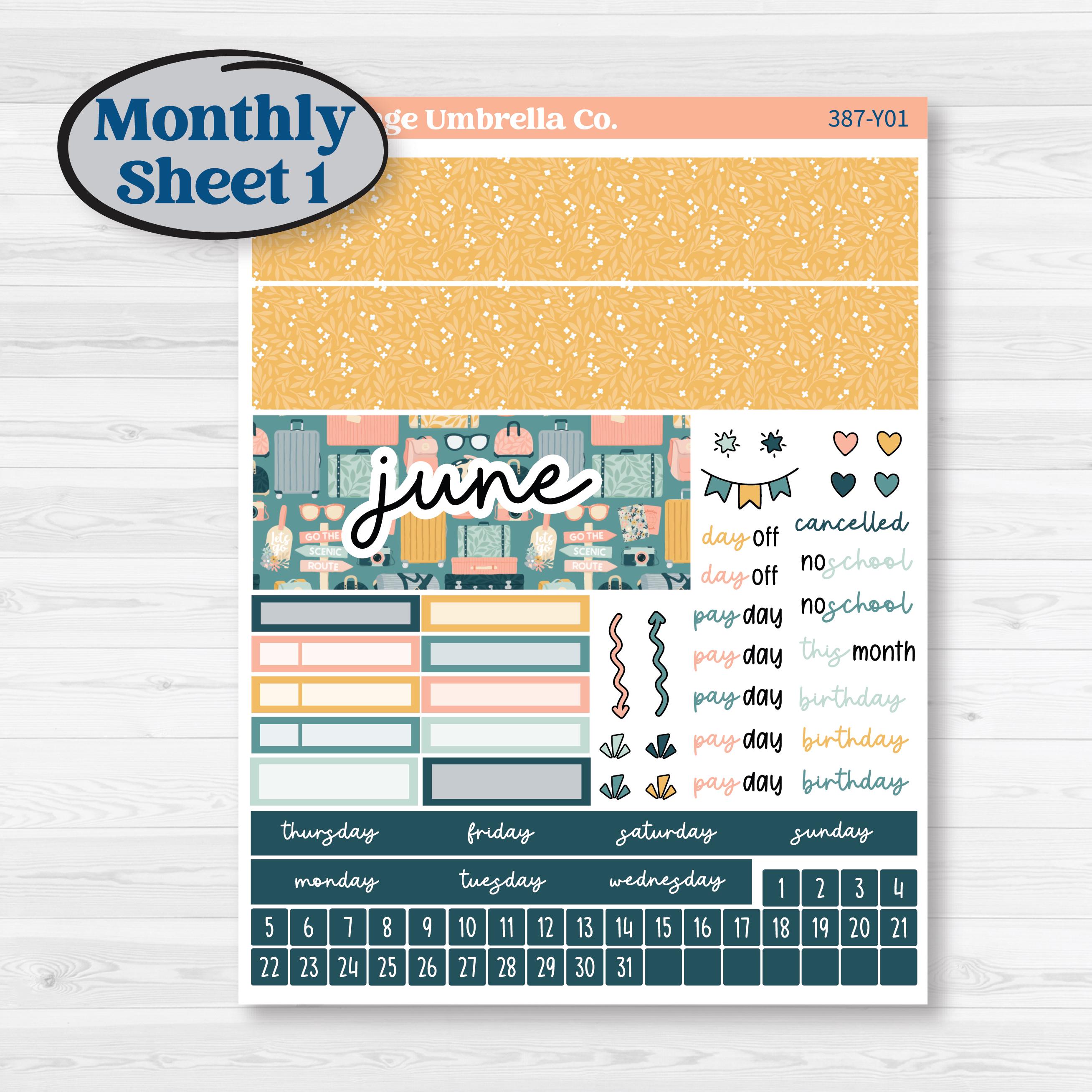 Travel Vacation Planner Kit | Hobonichi Cousin Monthly Planner Kit Stickers | Adventure Awaits | KIT-387-Y