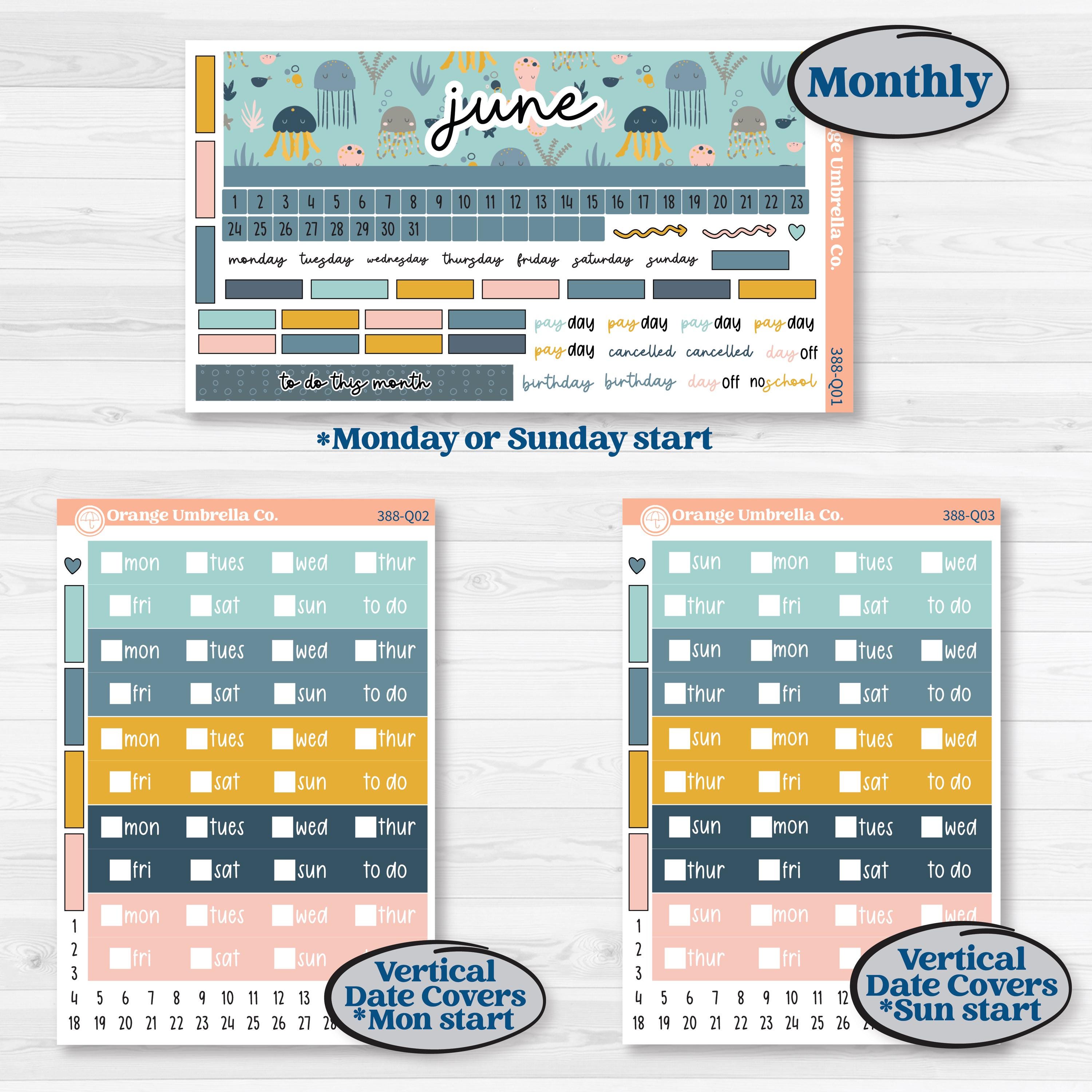 Summer Ocean Beach Kit | Laurel Denise Standard Vertical & Horizontal Planner Kit Stickers | Seas the Day | KIT-388-Q