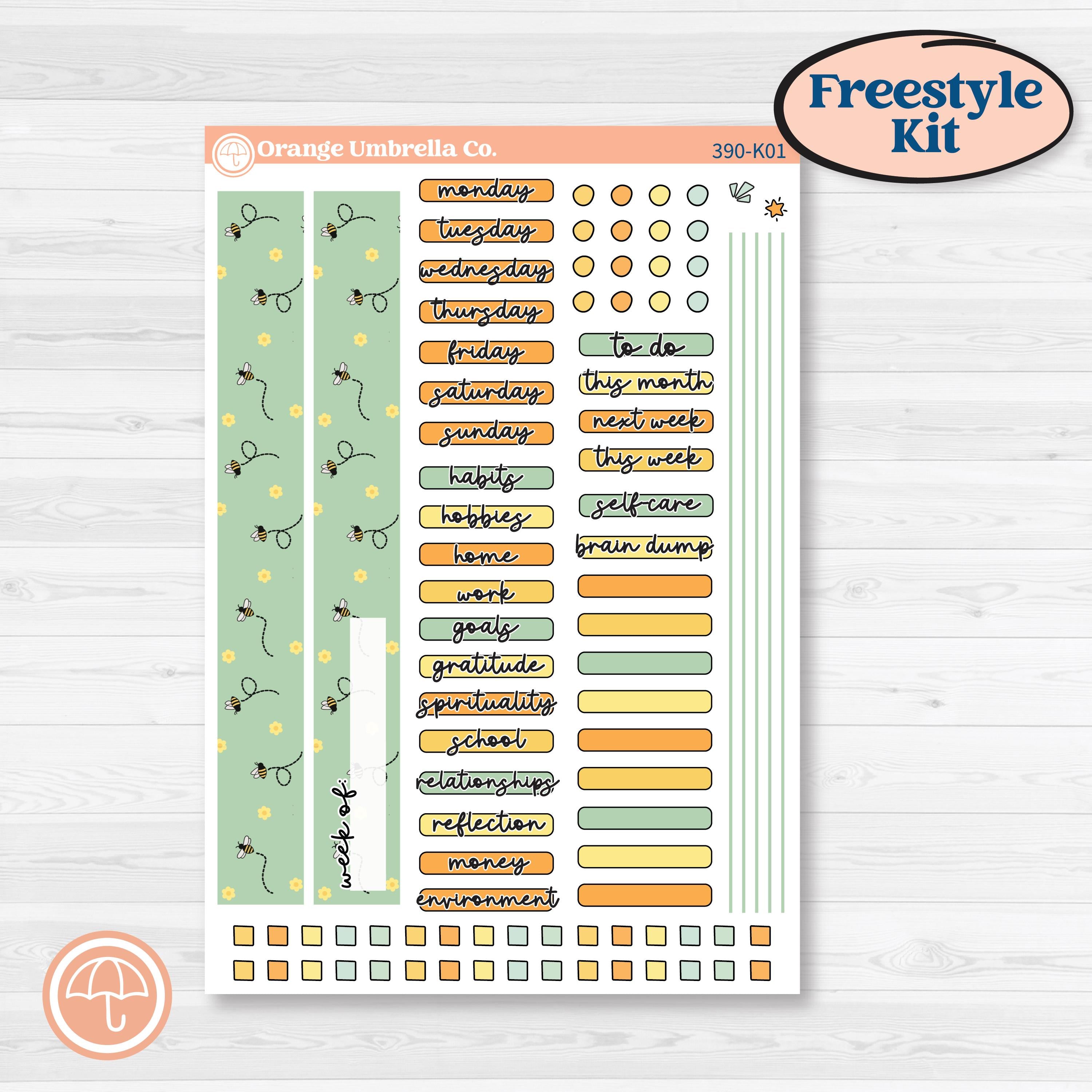 Bee Planner Kit | Freestyle Kit Any Planner Kit Stickers | Buzz Off | KIT-390-K