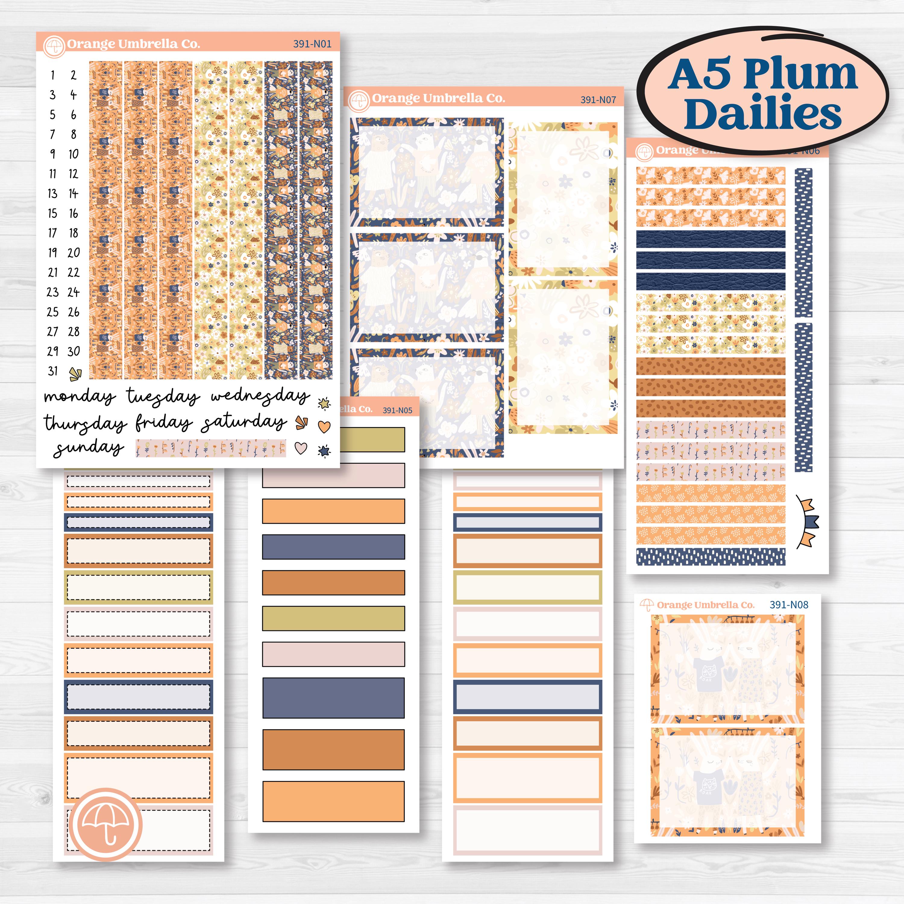 Fun Animal Kit | A5 Plum Daily Planner Kit Stickers | Gone With The Wild | KIT-391-N