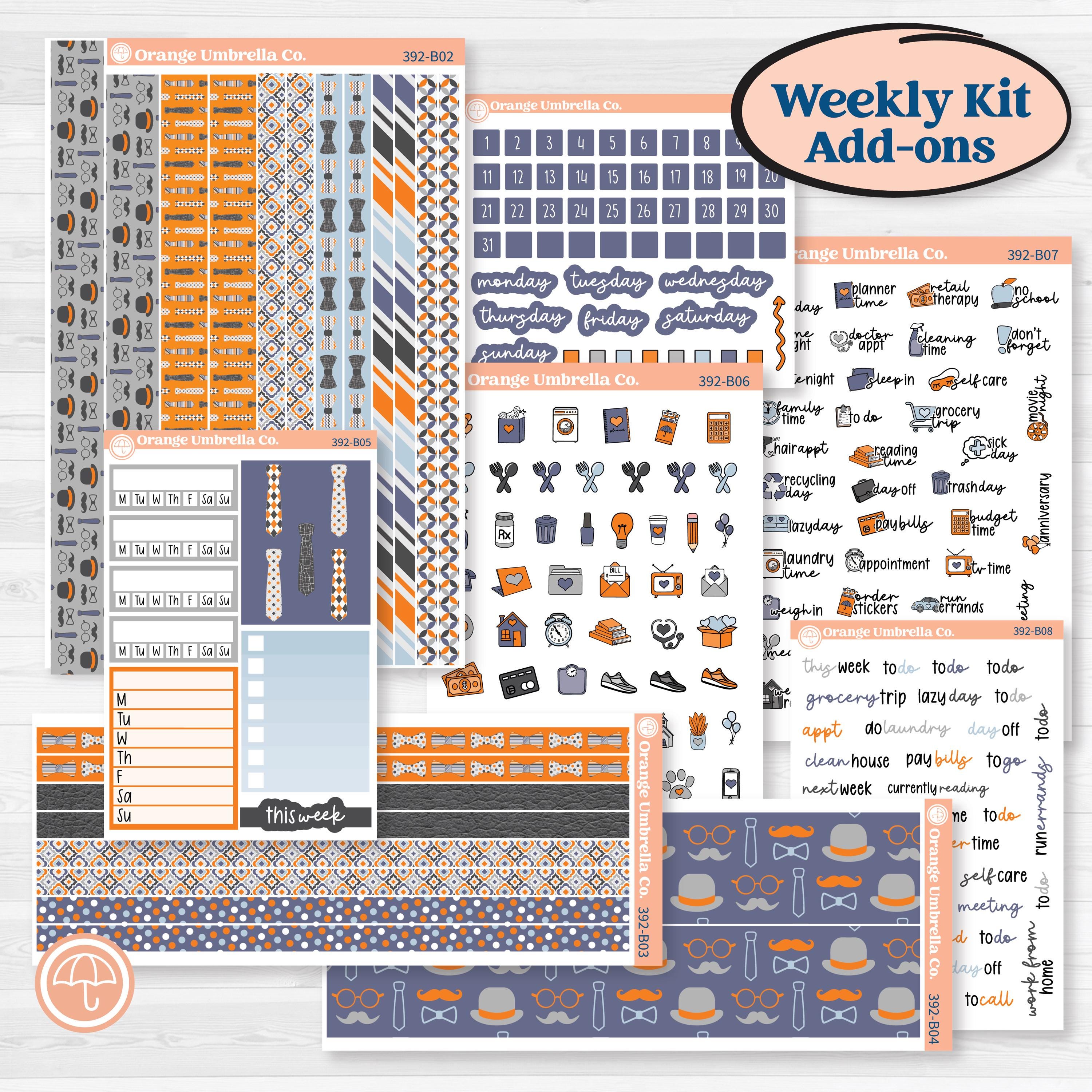Father’s Day Kit | Weekly Add-On Planner Kit Stickers | Dapper Dad | KIT-392-B