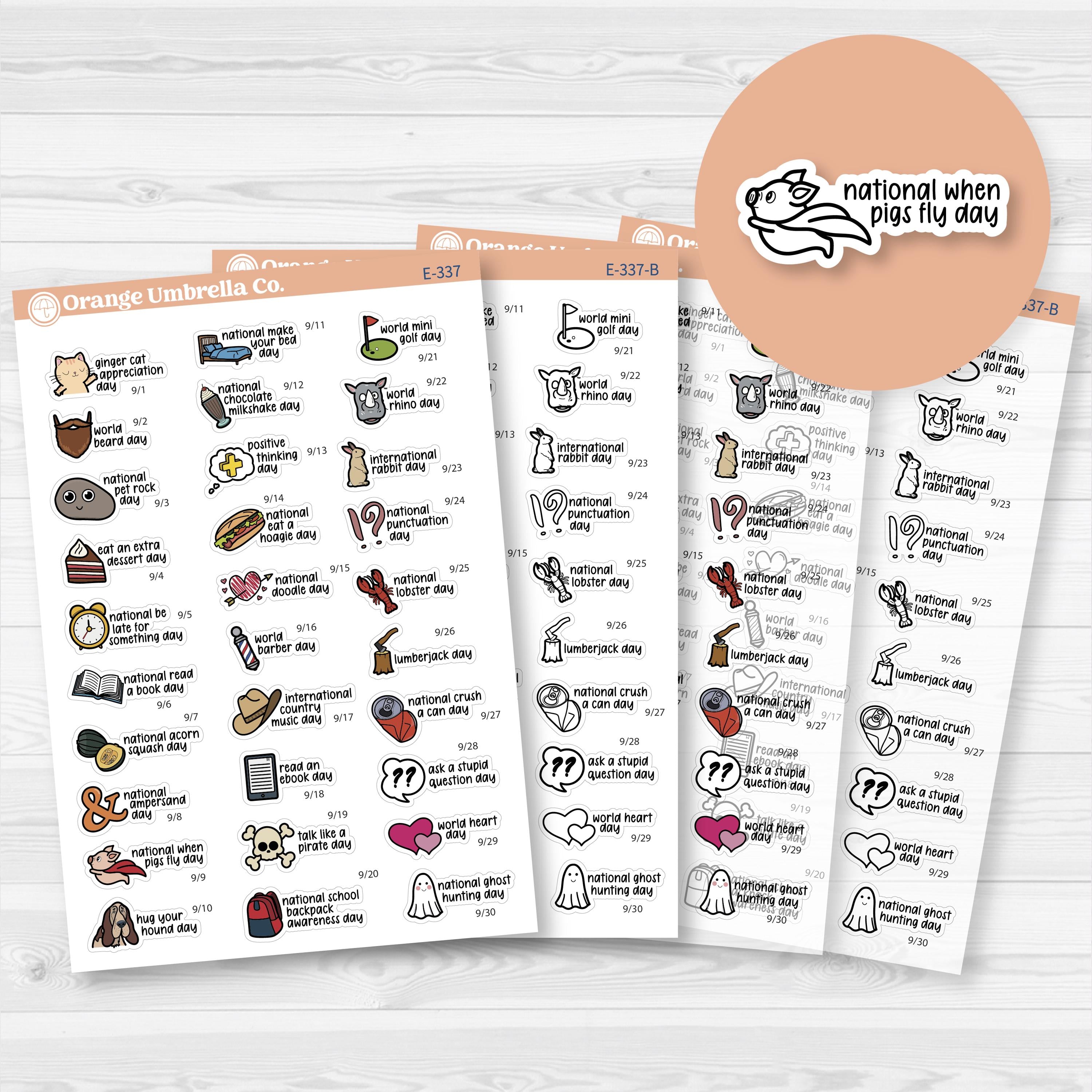 September Wacky Holidays Mini Script Planner Stickers | F17 | E-337