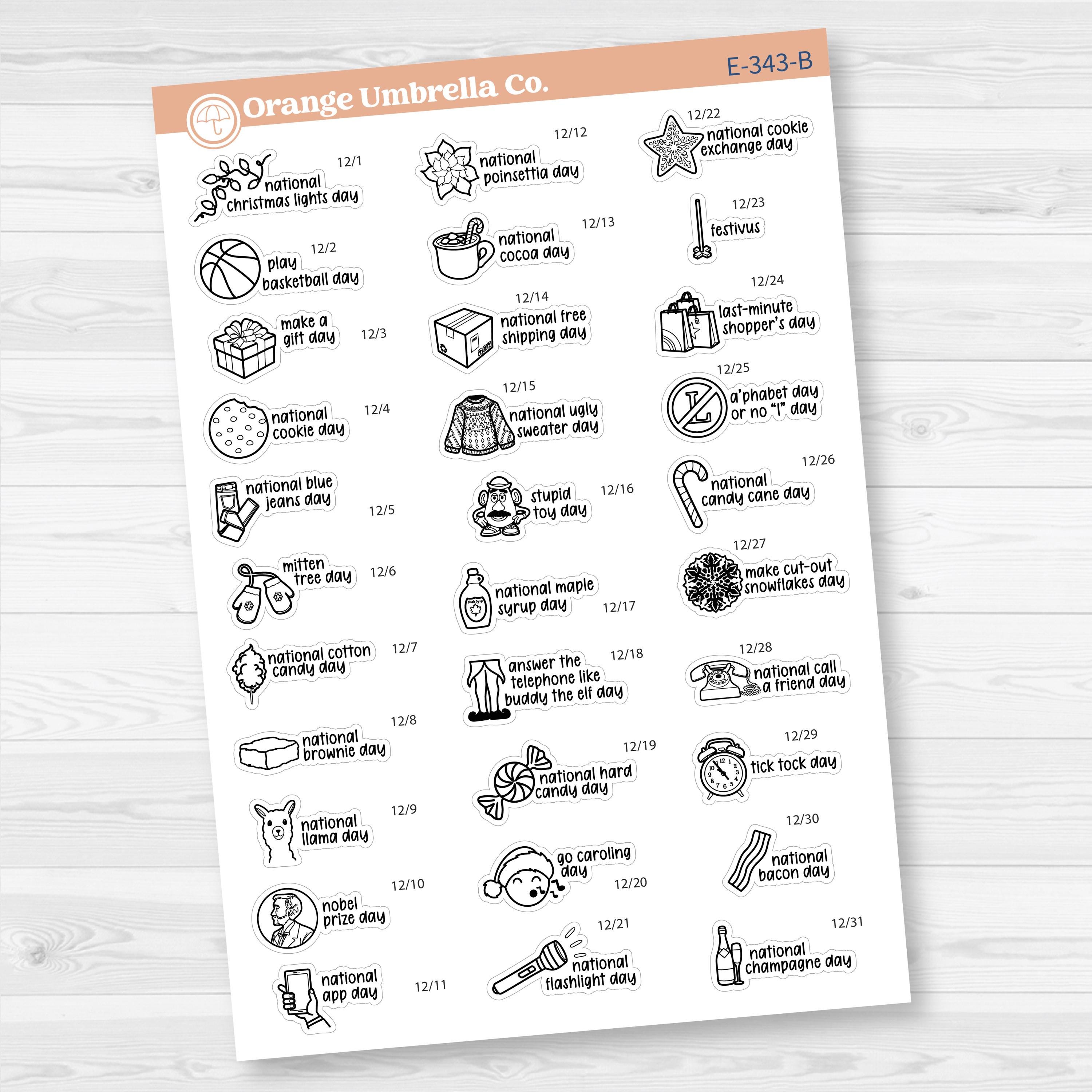 December Wacky Holidays Mini Script Planner Stickers | F17 | E-343