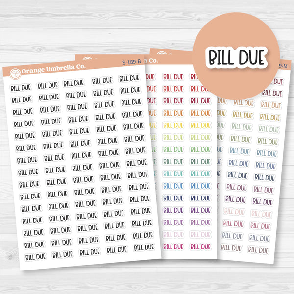 Bill Due Script Planner Stickers | F8 | S-189