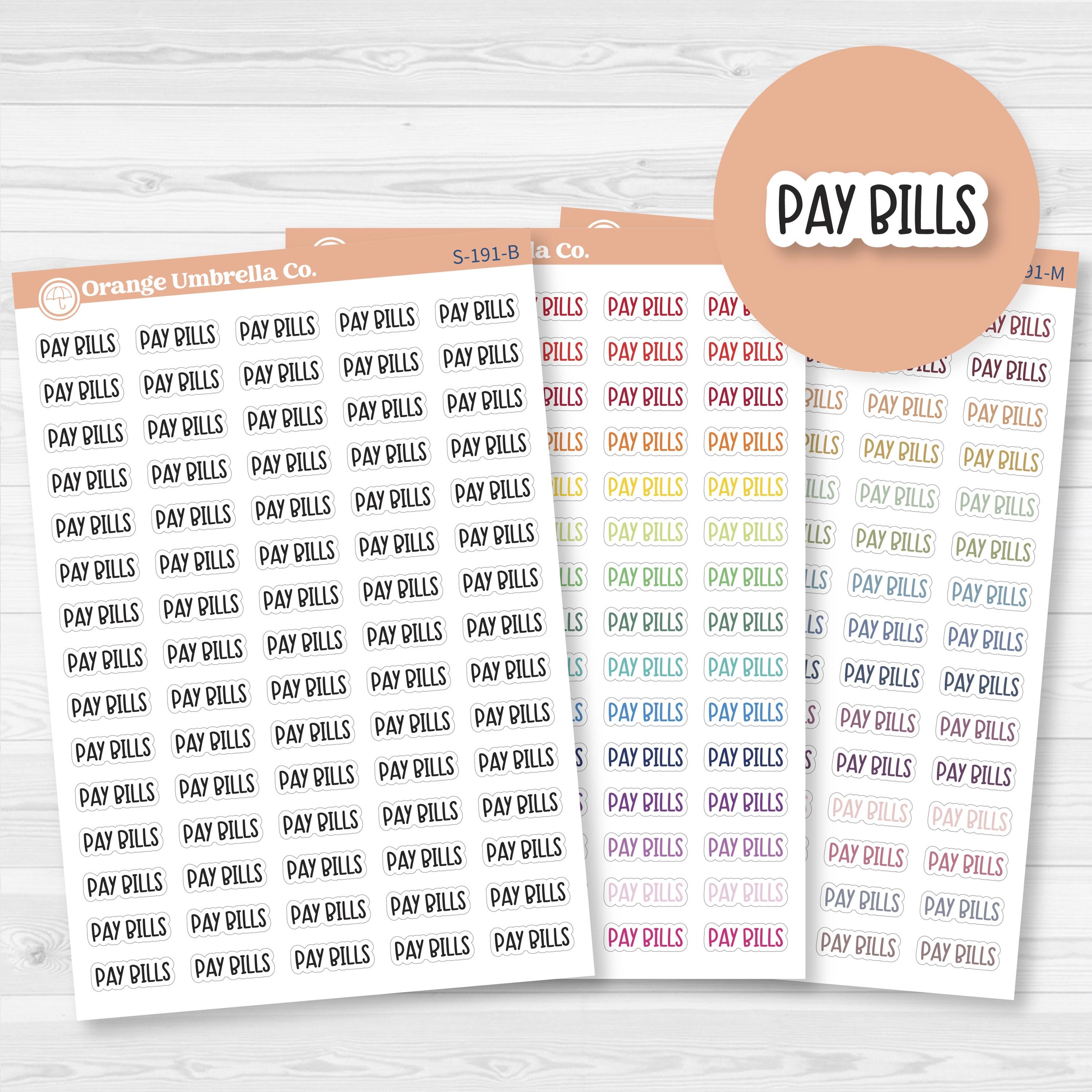 Pay Bills Planner Stickers | F8 | S-191