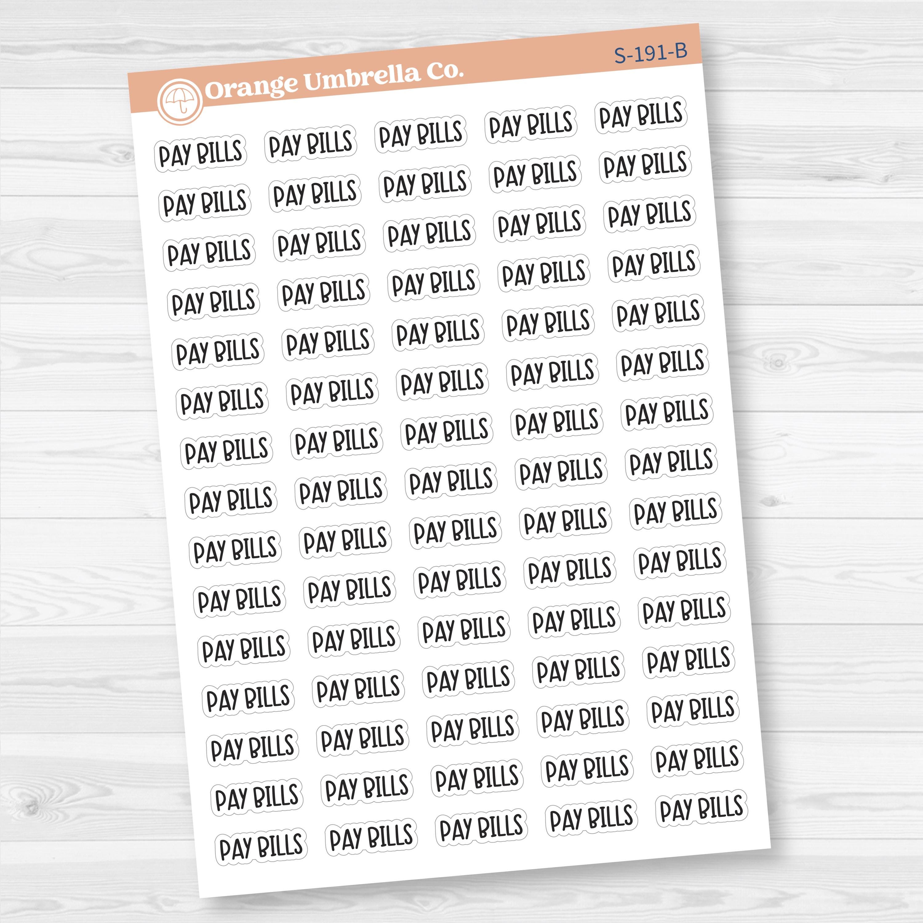 Pay Bills Planner Stickers | F8 | S-191
