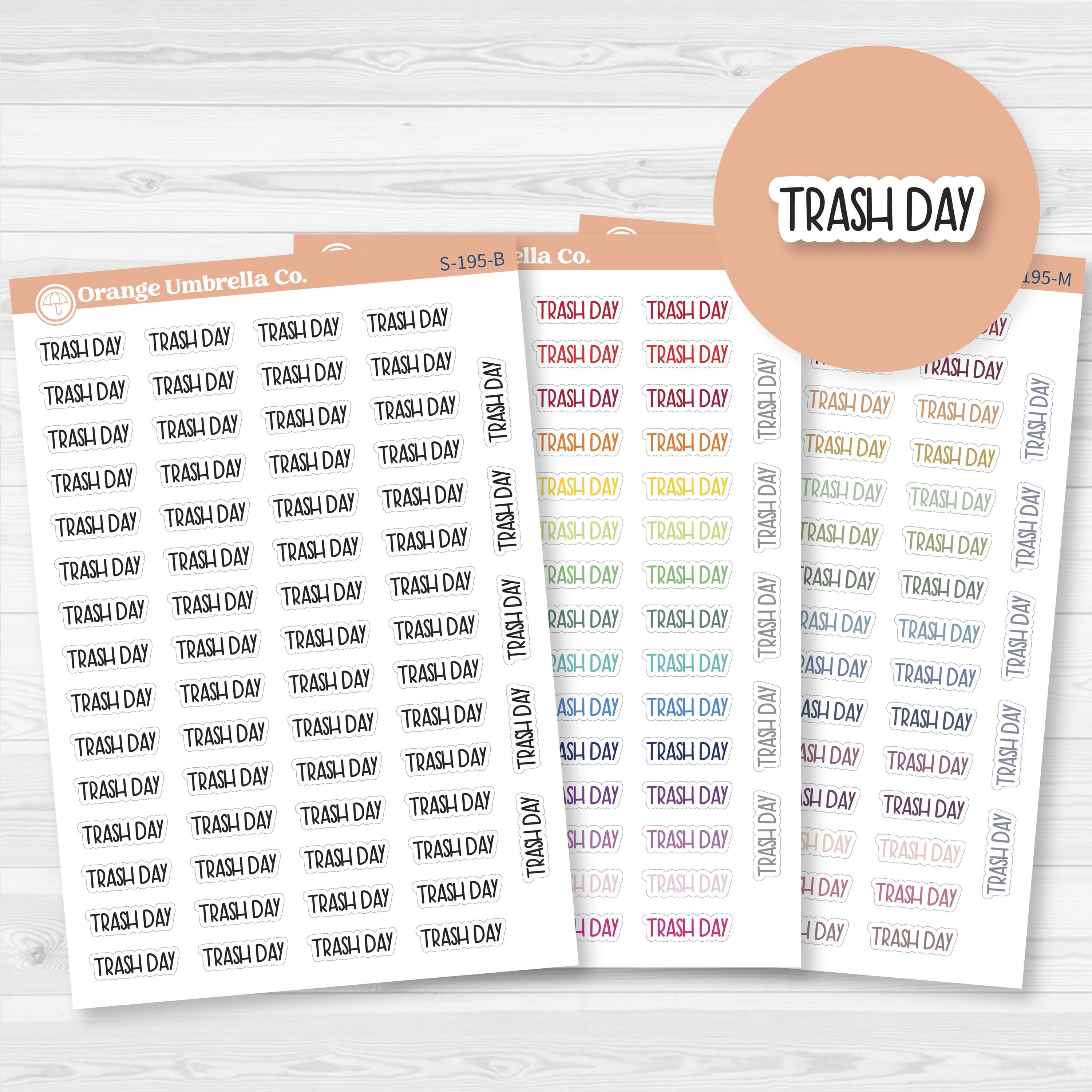 Trash Day Planner Stickers | F8 | S-195
