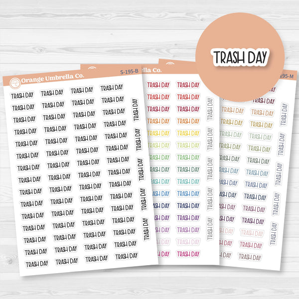 Trash Day Planner Stickers | F8 | S-195