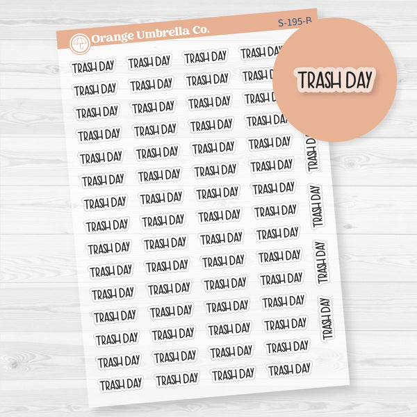 Trash Day Planner Stickers | F8 | Clear Matte | S-195-BCM