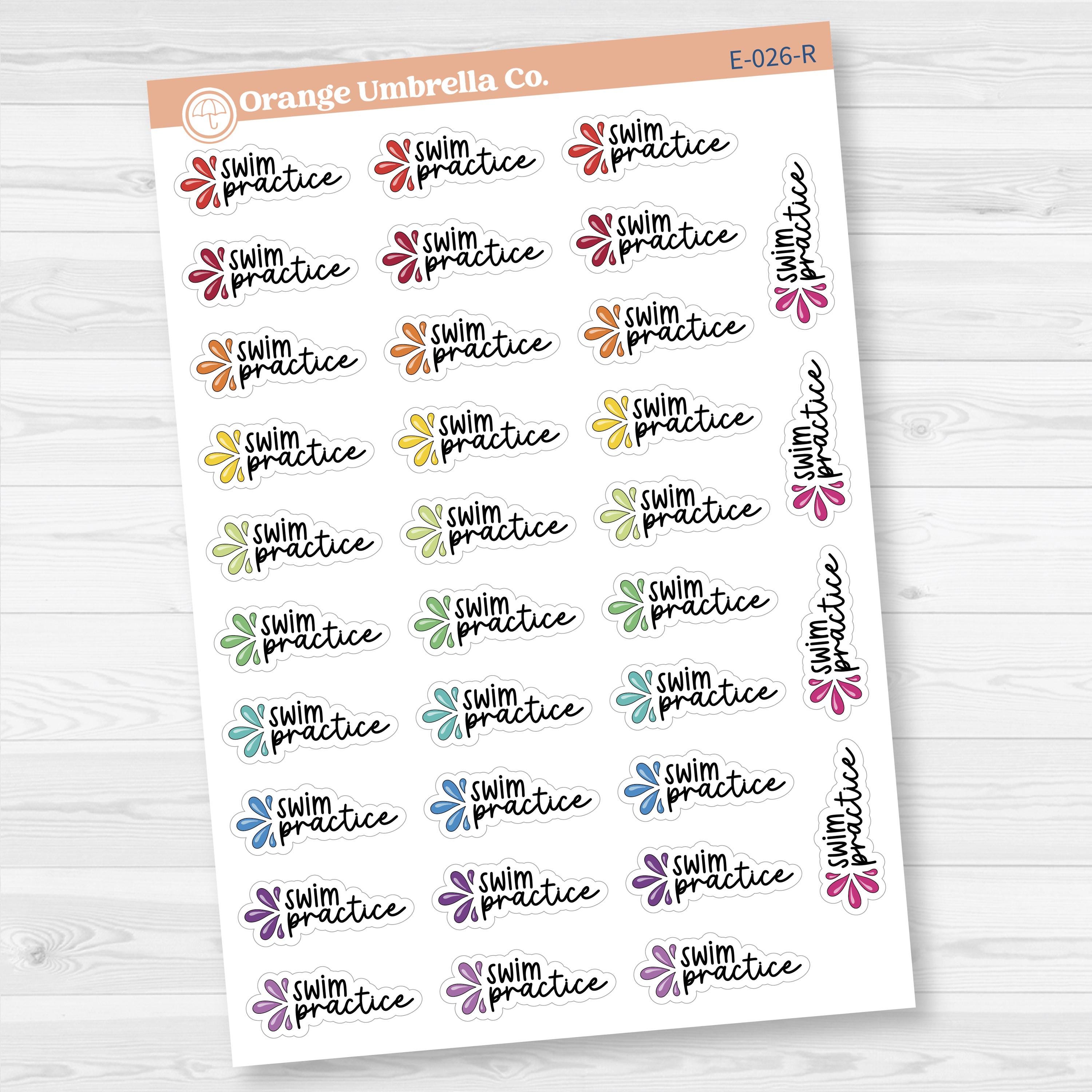 Swim Practice Icon Script Planner Stickers | F17 | E-026