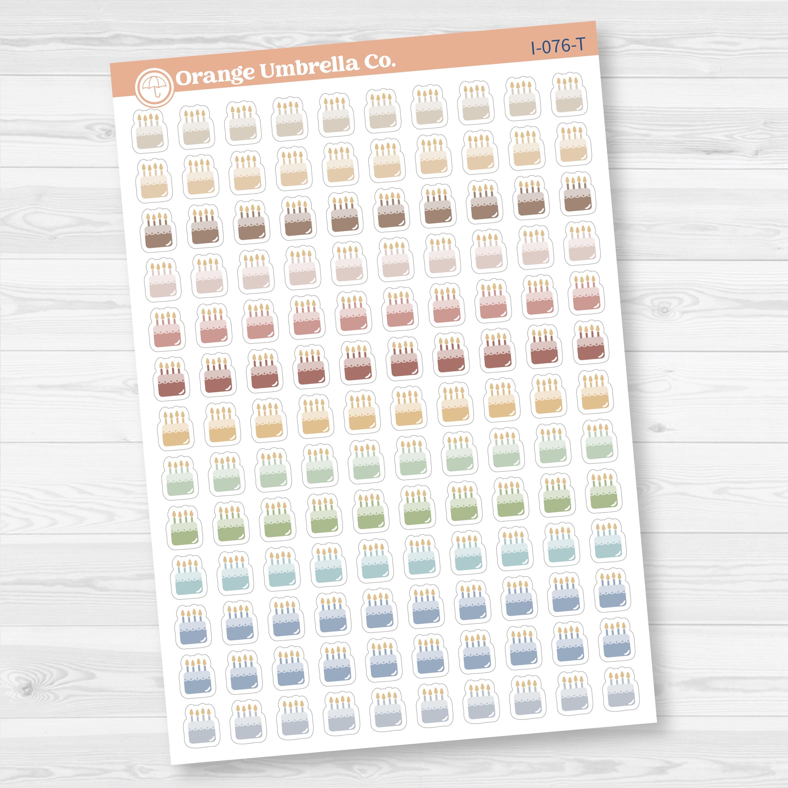 Micro Birthday Cake Icons Planner Stickers | I-076