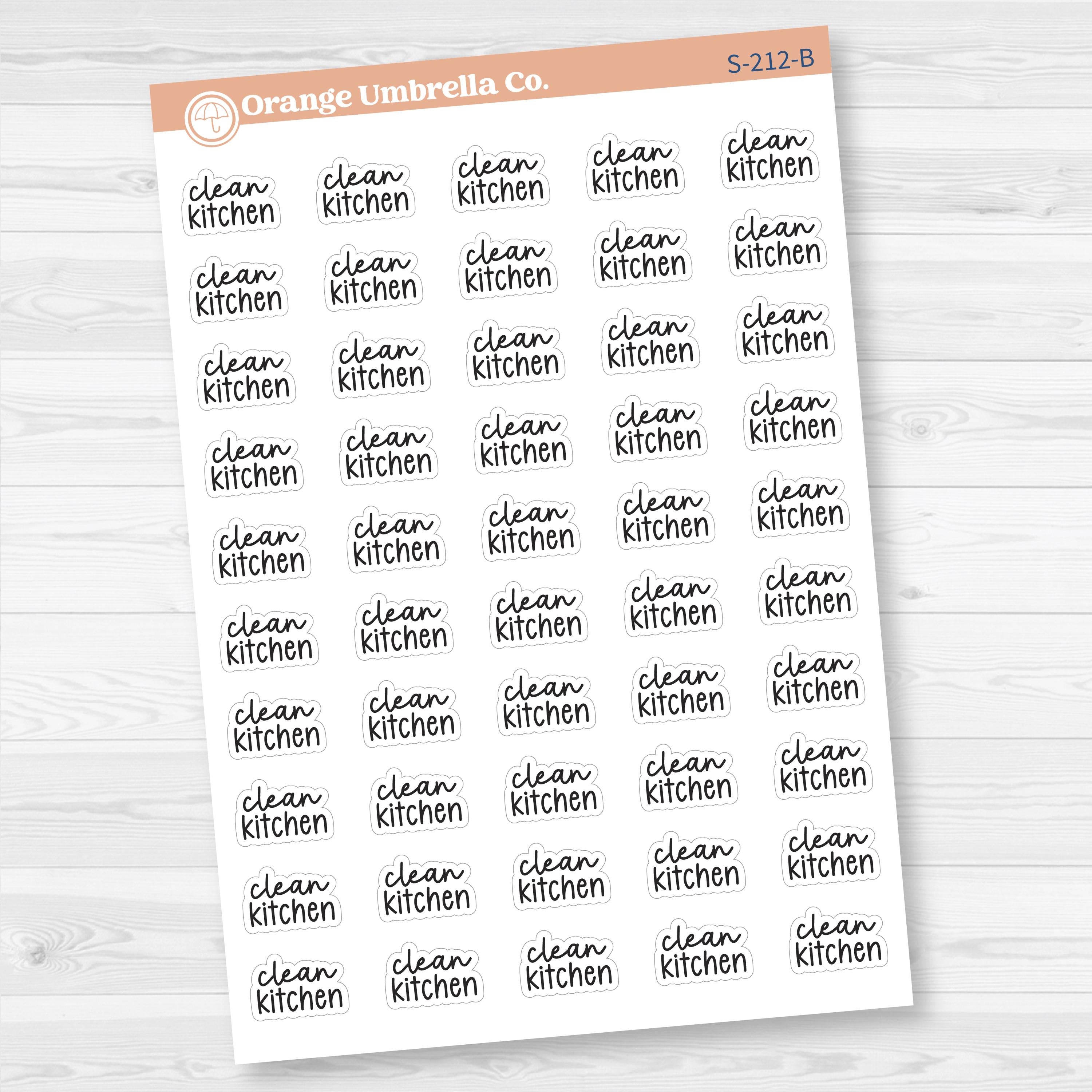 Clean Kitchen Script Planner Stickers | F17 | S-212