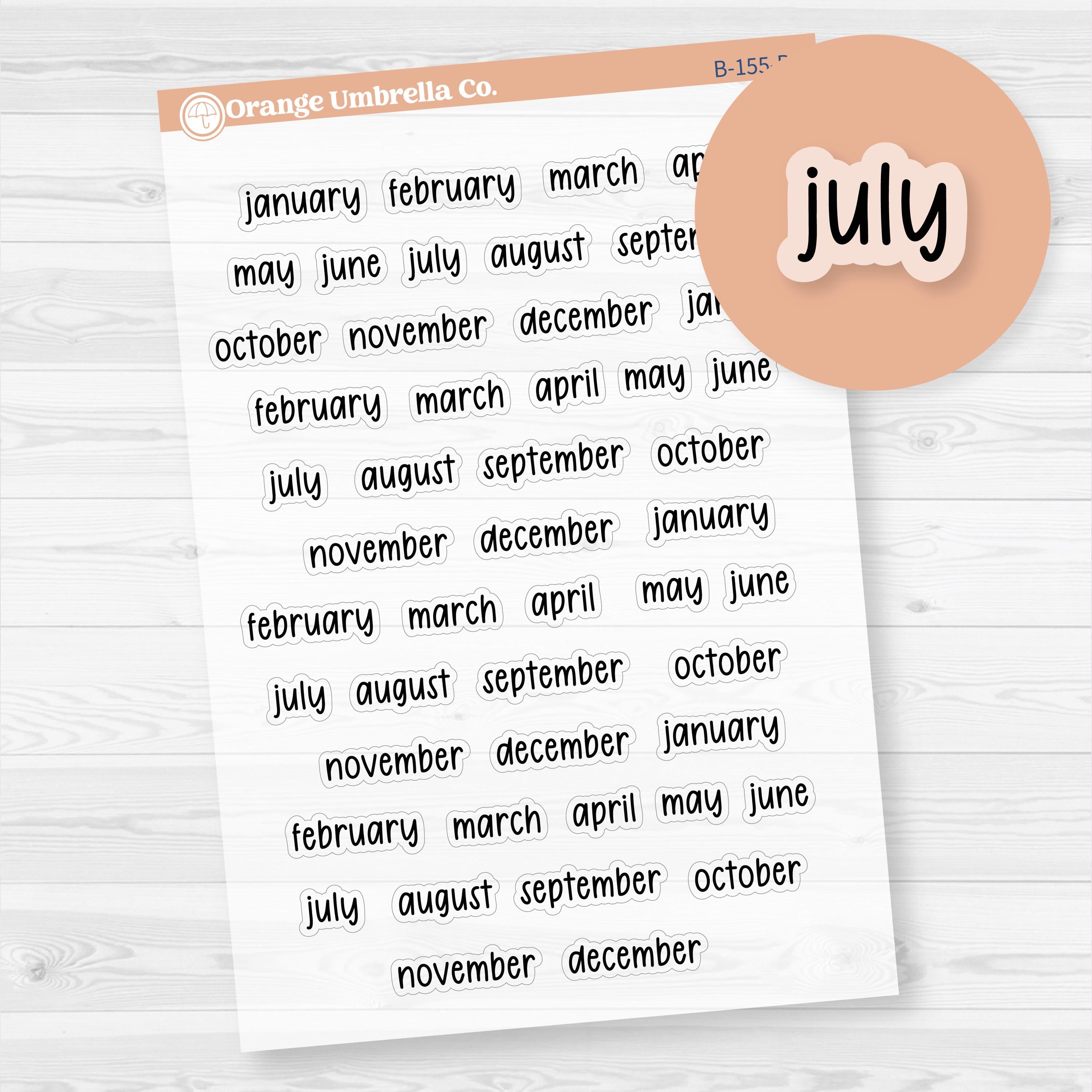 Month Name Mini Script Planner Stickers | F17 | Clear Matte | B-155-BCM